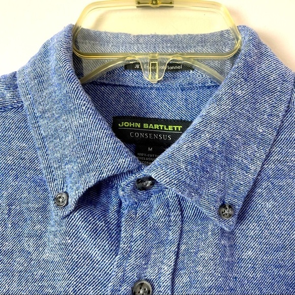 John Bartlett Men’s Flannel Button Down Shirt – Blue, Size Medium - Picture 2 of 9